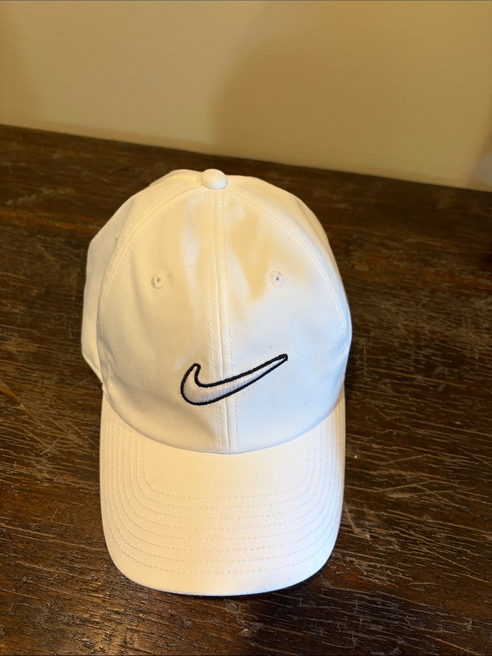 Nike Kids White Cap with Black Swoosh